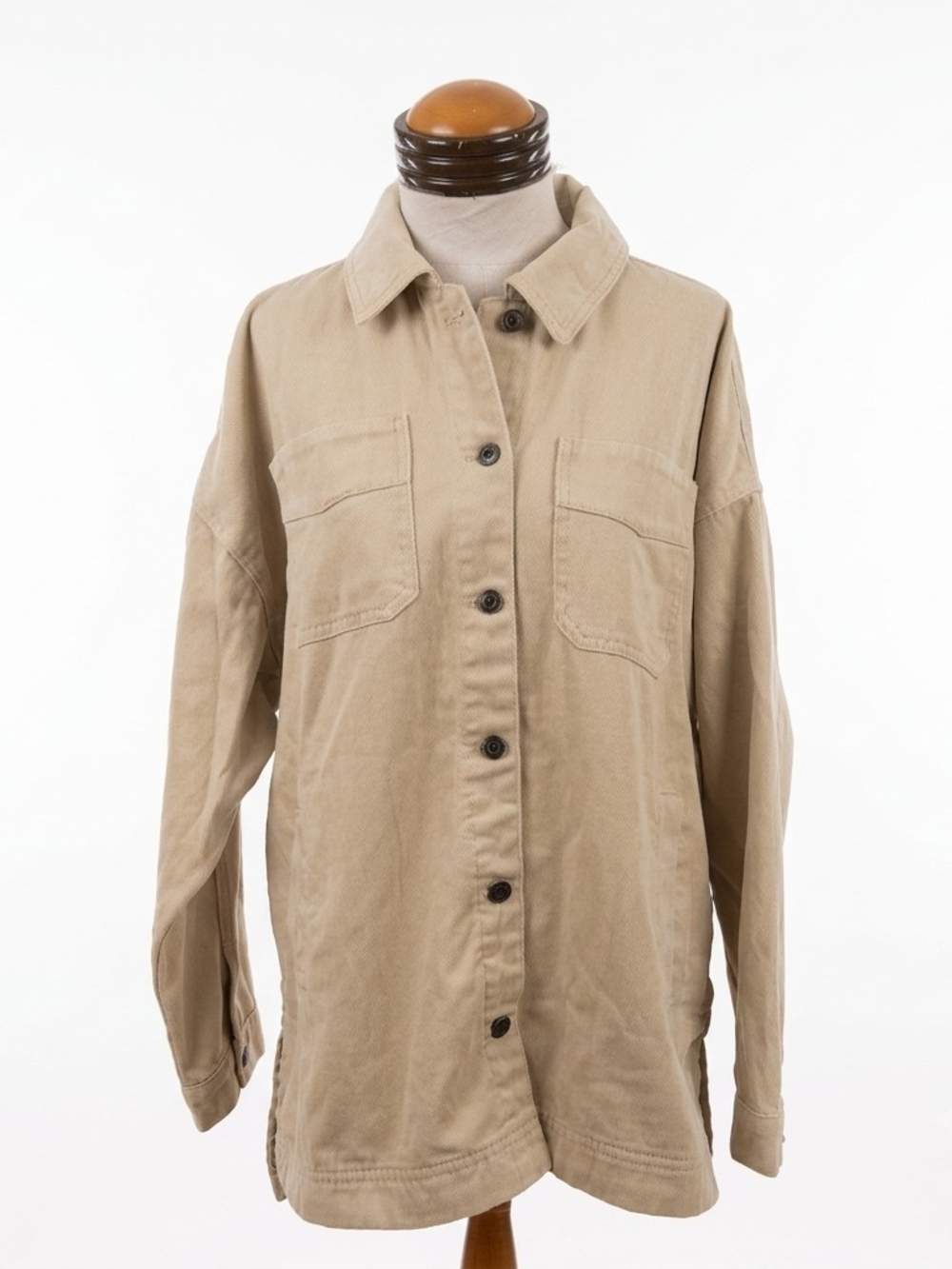 Zenana Outfitters Taupe Utility Button-Front Jacket